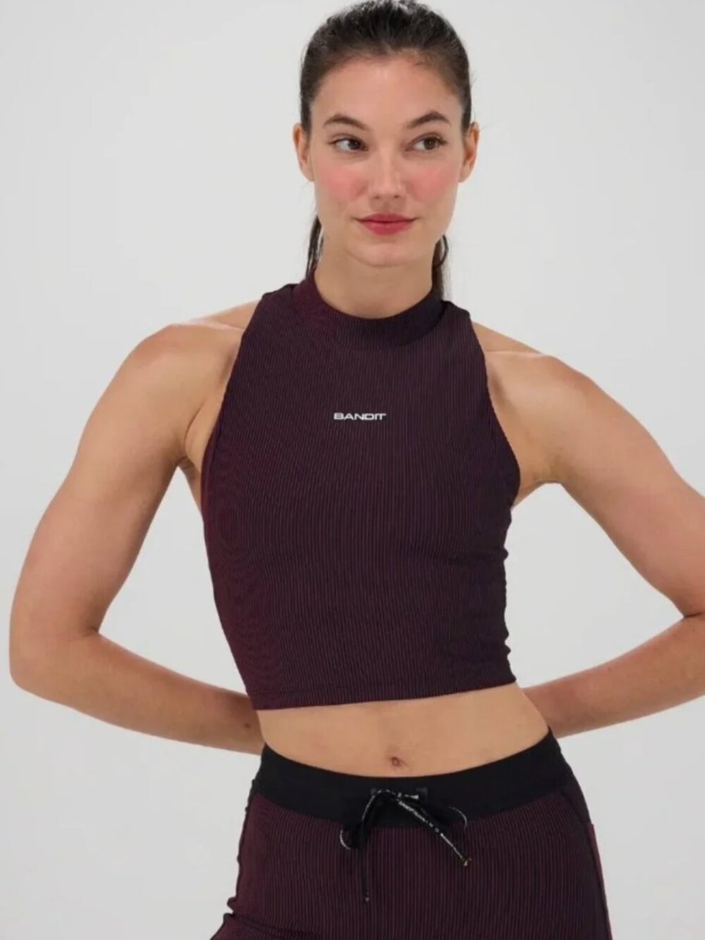 NWT - Bandit - Striped Cadence Vaso Race Crop - Black/Fig Stripe - Size Small
